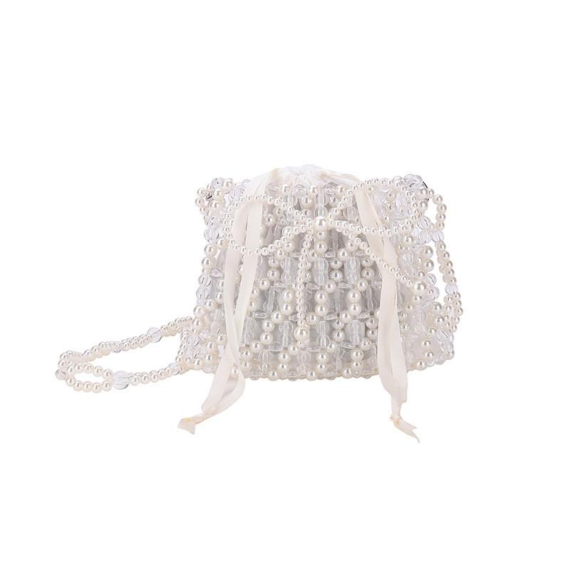 Acrylic Woven Pearl Chain Crossbody Bag For Women Spring Fashion Cute Butterfly Design
