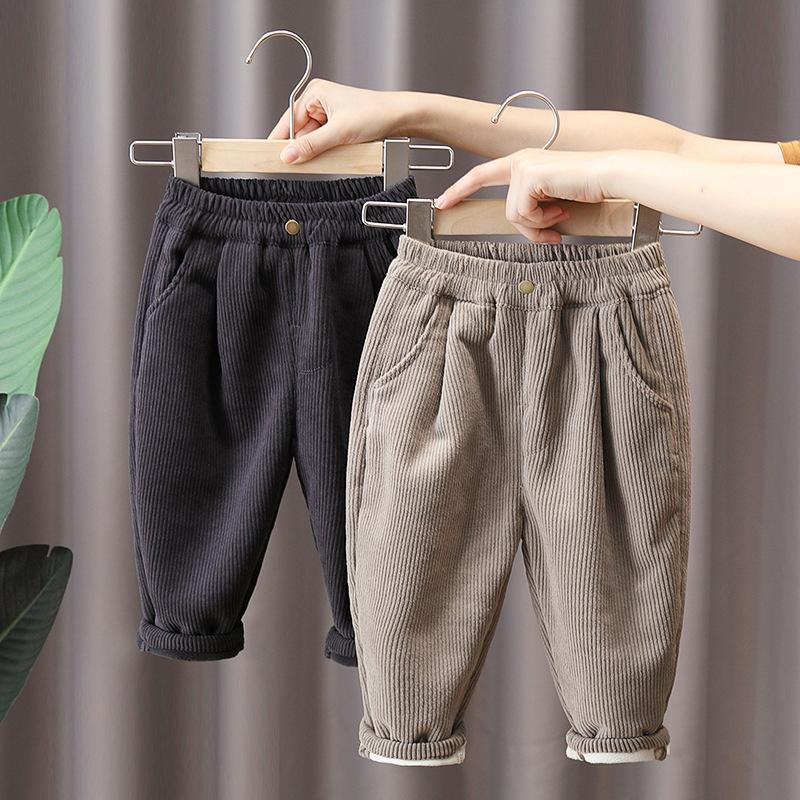 Boys Corduroy Pants Fleece Lined Thick Warm Casual Sports Trousers