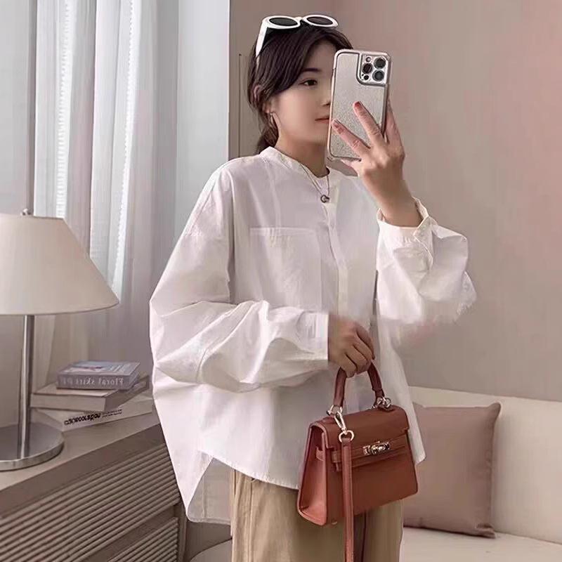 

Korean Style Minimalist Slimming Long Sleeve Top for Women - Spring 2025 Collection XL небо синє кольору