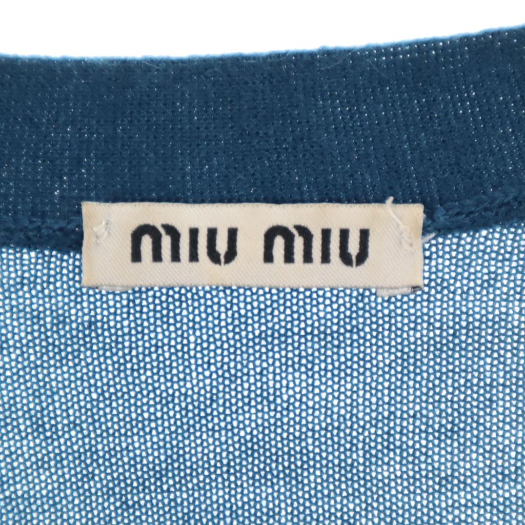 MIUMIU Cashmere silk blend Long sleeve knit cardigan 38 Blue green Women Used