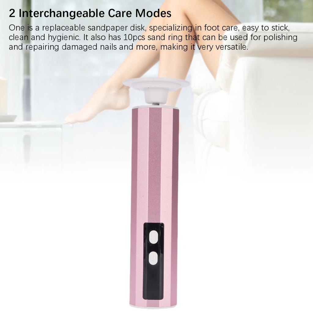 Electric Feet Callus Remover 2 in 1 Aluminum Alloy Electric Foot File Rechargeable Foot Sander for Home Pink