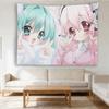 1Pc Super Sonico & Green Hair Anime Girl Tapestry, Kawaii Chibi Wall Hanging For Bedroom, Otaku & Pastel Room Decor