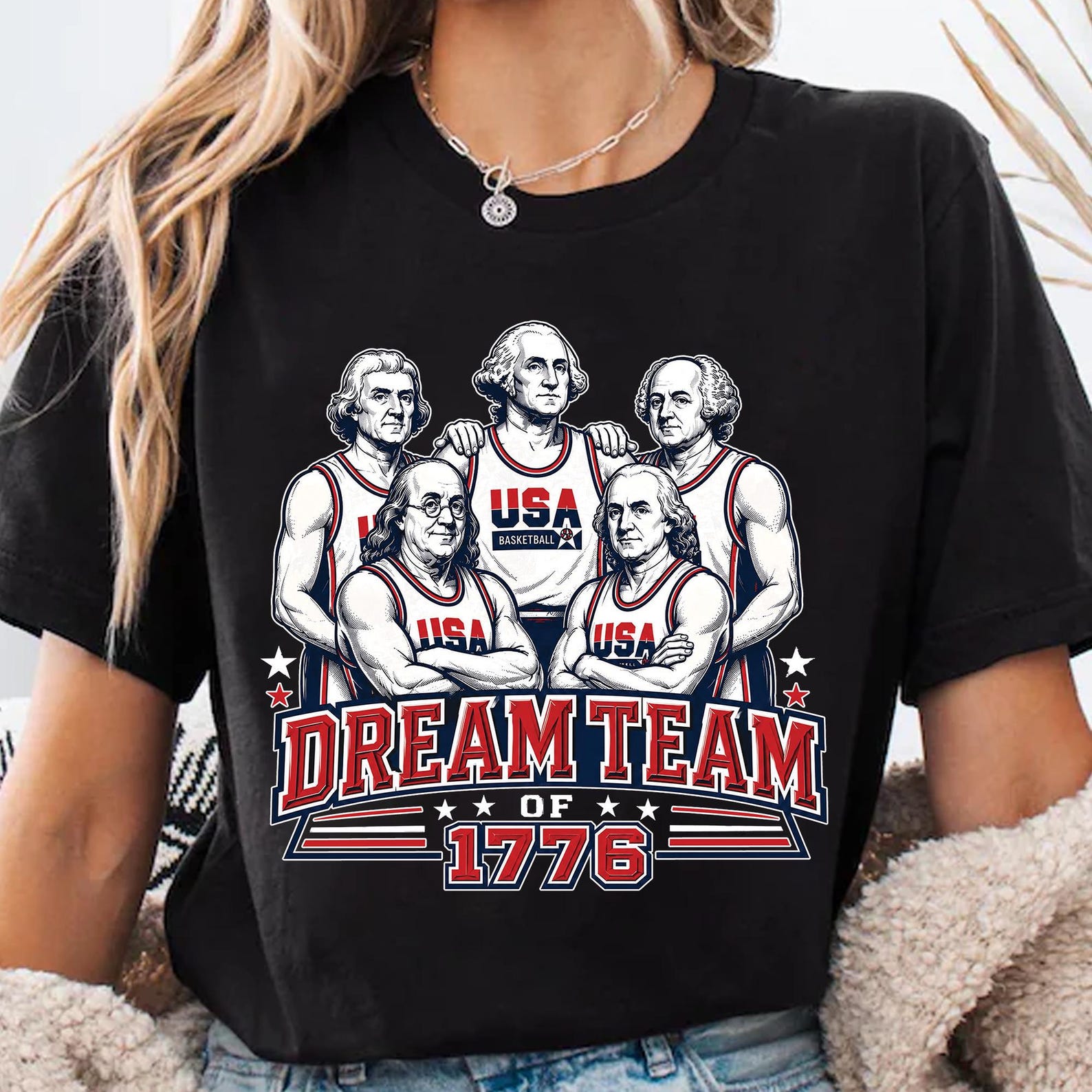 Undefeated Since 1776 America 4th of July Independence Team T-Shirt 2XL