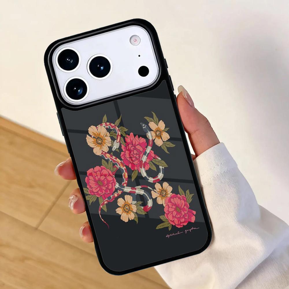 Snake Flower Phone Case For Apple iPhone 17 air 16 Pro Max 15 Pro Max 14 13 12 11 Mini Back Cover