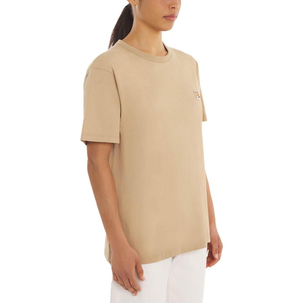 Maison Kitsune Fox Appliqué Crew Neck Short Sleeve T-Shirt Women T-Shirts Light-Brown AW00103KJ0005-P220