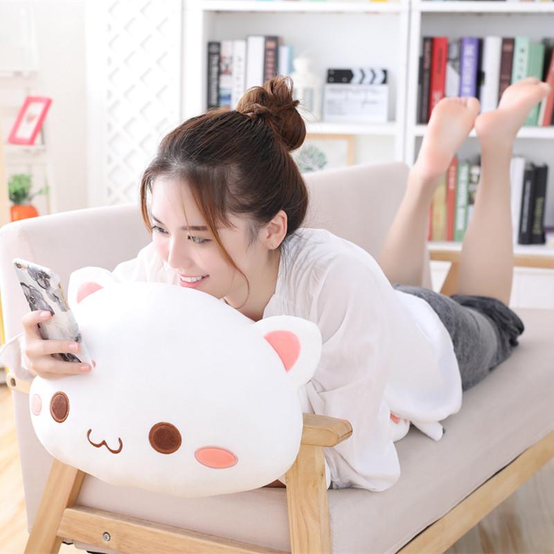 35cm Kawaii Gatto Sdraiato Peluche Giocattoli Ripieni Carino Gatto Bambola Adorabile Animale Cuscino Morbido Cartone Animato Giocattoli per Bambini Ragazze Regalo di Natale