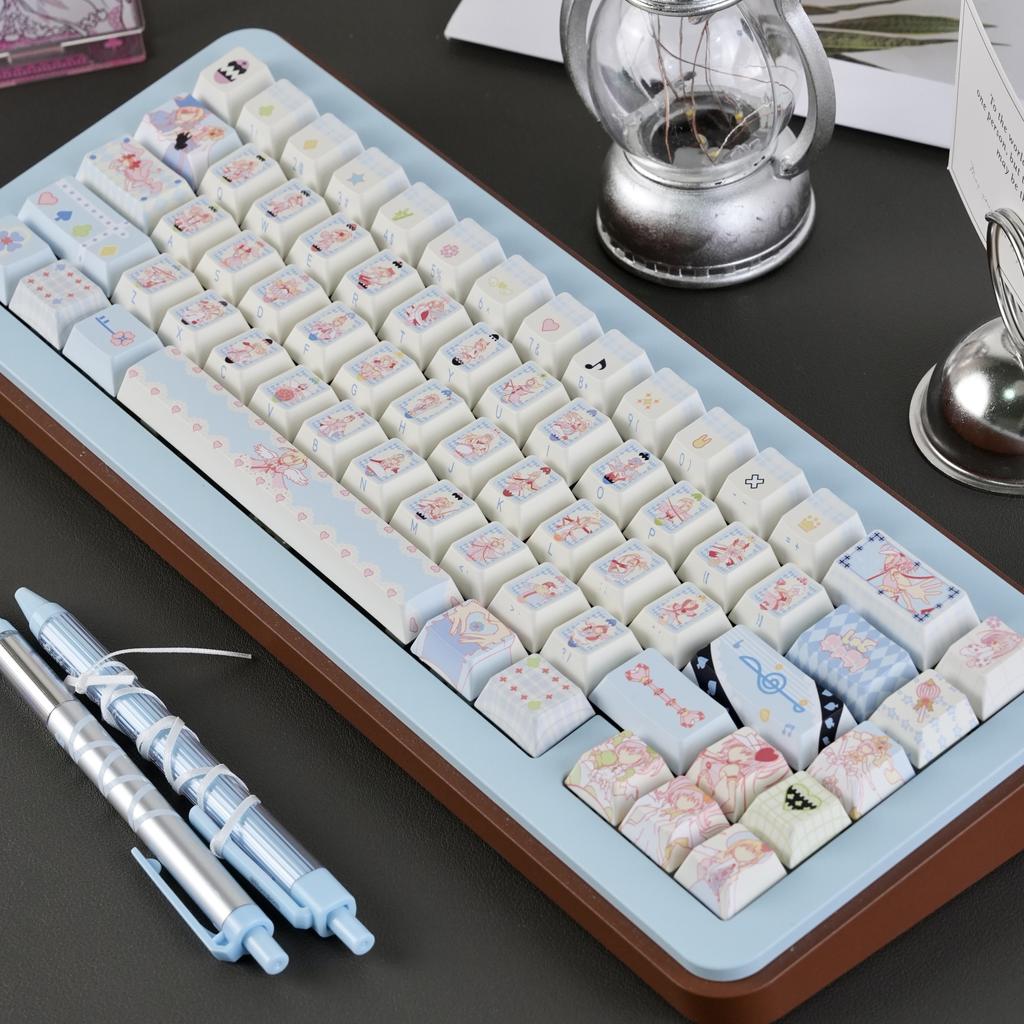 Guardian Cartoon Sweetheart Keycaps Pbt Five-Sided Sublimation Keycaps Pink Blue Cute Side Engraved Keyboard Customized Keycaps