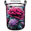 1pc Laundry Basket, Vintage Floral Peony Print Dirty Clothes Hamper, Casual Style Storage Organizer with Reinforced Handles, Large Capacity Folding La