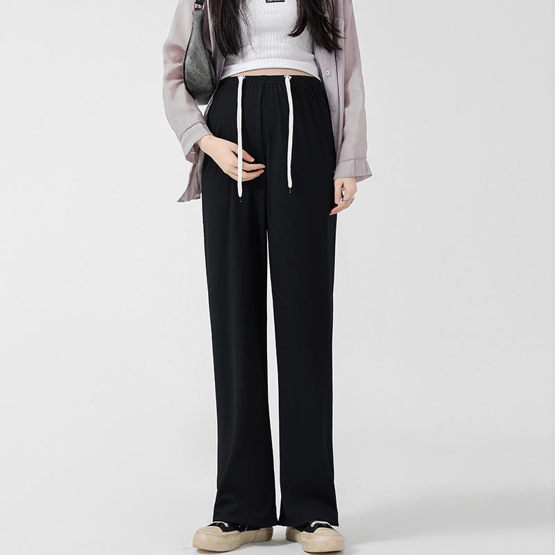 

2024 Spring/Summer Maternity Wide-Leg Drawstring Pants - Long, Straight-Leg, No Belly Support, Casual Fit L