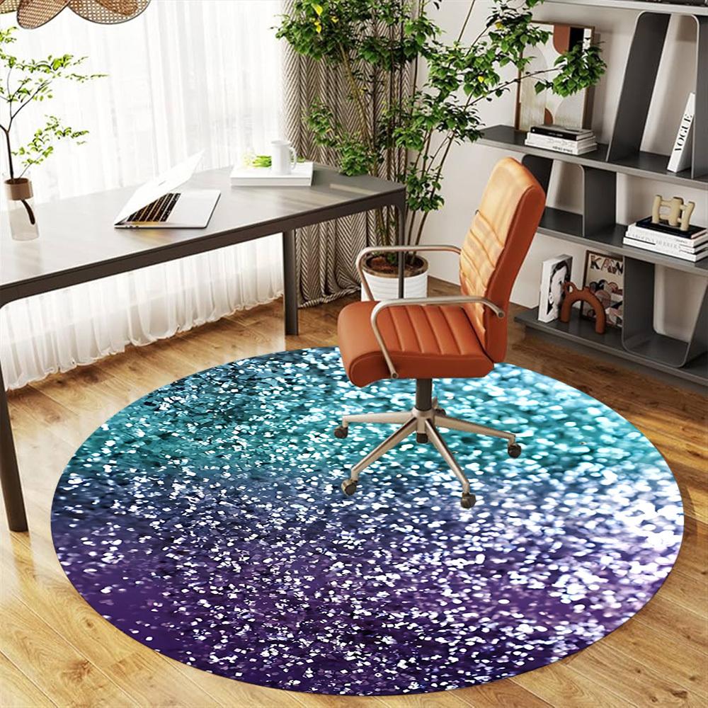 1pc Glitter Gradient Round Chair Mat Office Area Rug - Non-Slip, Floor Mat for Office, Bedroom, and Indoor Decor P127112