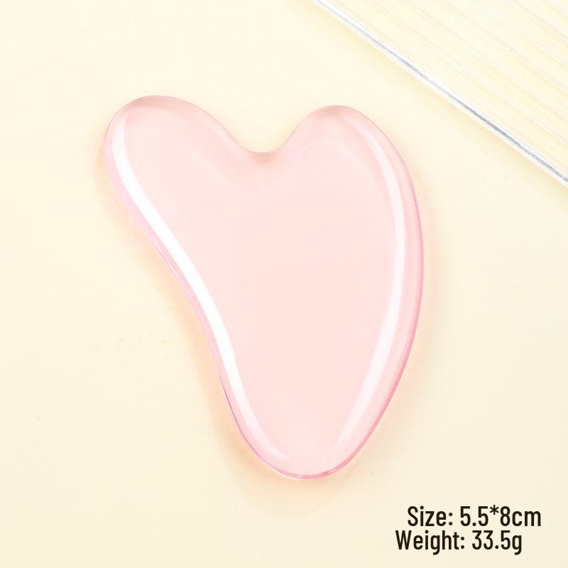 Heart-Shaped Rose Quartz Dual Roller & Massage Board Set - Non-Jade White Facial Tool