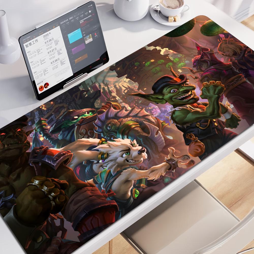 Hot selling item Hearthstone electronic sports Locking edge Gamer Large HD Print Computer Desk Locking Edge Keyboard Mouse Pad