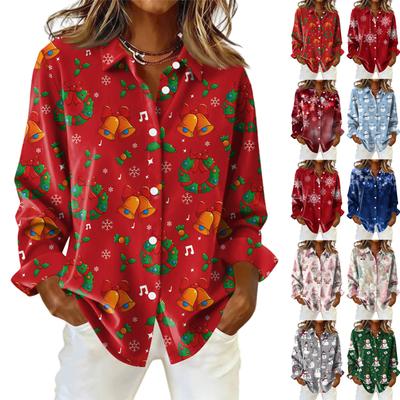 Women's Shirt With Floral Print Buttons, Long Sleeved Casual Regular Shirt Blouses Casual Plus Size Basic Tops