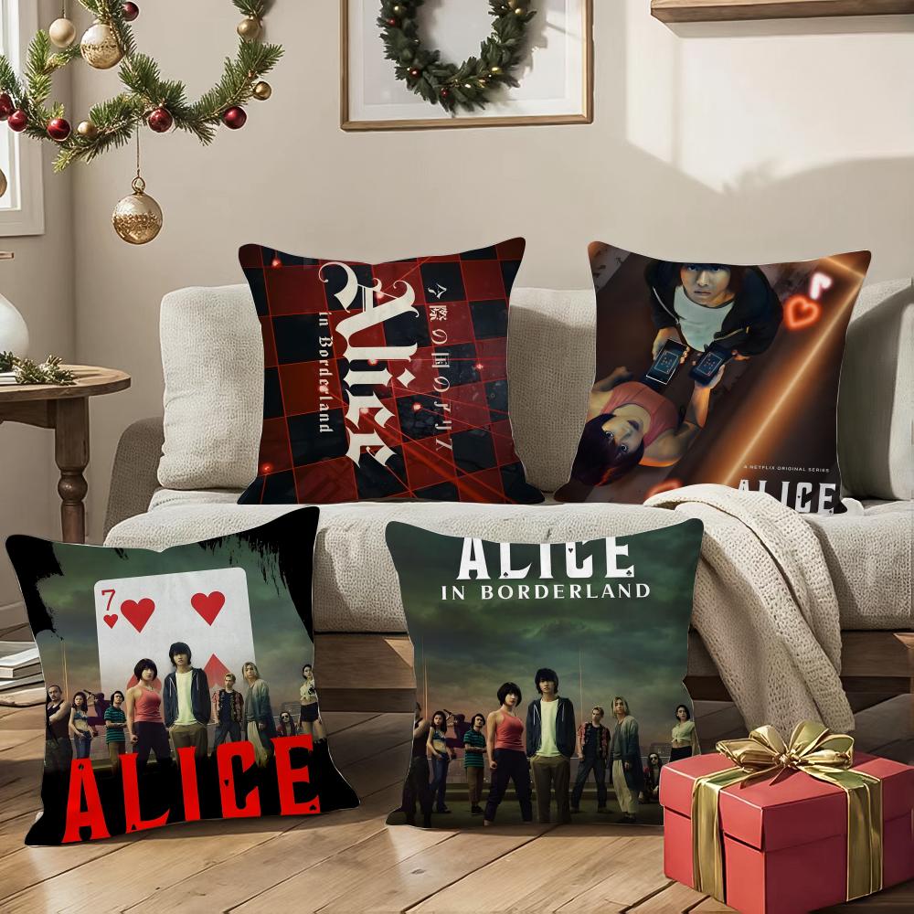 Tv Shows Alice In Borderland-B Pillow Case Silky Short Plush With Invisible Zipper Dustproof Sofa Cushion Cover For Home Decor