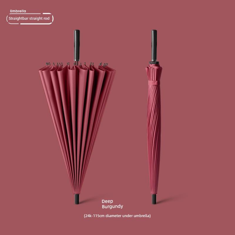 24-Rib Automatic Umbrella, Large Business Straight Umbrella, Double-Handle Factory-Printed Logo Advertising Long-Handle Umbrella