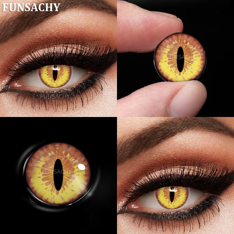 FUNSACHY 1 Pair Colored Contact Lenses for Cosplay Red Vampire Cosplay Halloween Party Makeup Softlens Anime Coser Accessories