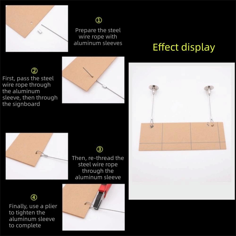 Adjustable Ceiling Sign Hanger Wire 0.5/1/2/3m Hanging Cable Wire Advertising Board