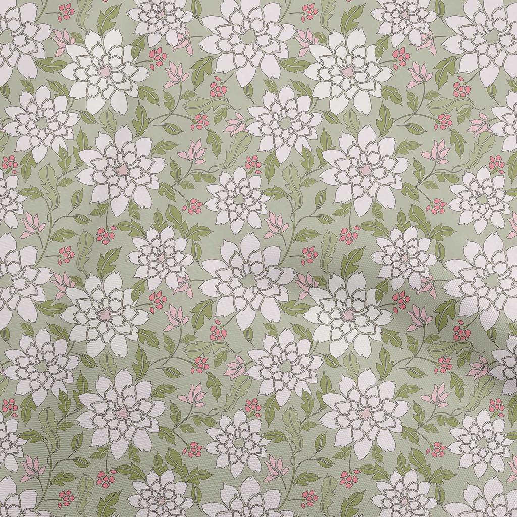 oneOone Cotton Flex Gray Fabric Floral Retro Craft Projects Decor Fabric Printed By The Yard 40 Inch