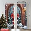 2pcs 2D flat printing Merry Christmas Drapes Santa Claus Winter Snow Forest Fabric Without Electricity Birthday Party Use for