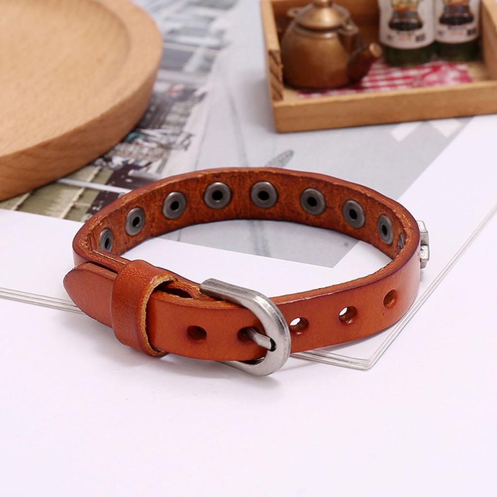 Leather Cuff Bracelet Alloy Star Wristband Adjustable Bangle Wide Cuff Bracelets Gothic Punk Jewelry for Women Men