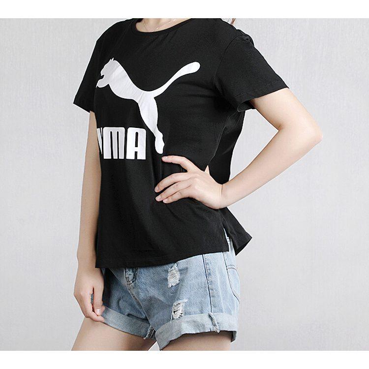 PUMA CLASSICS T Shirts Women's Black Crew Neck Moderate Straight Fit 596512-01