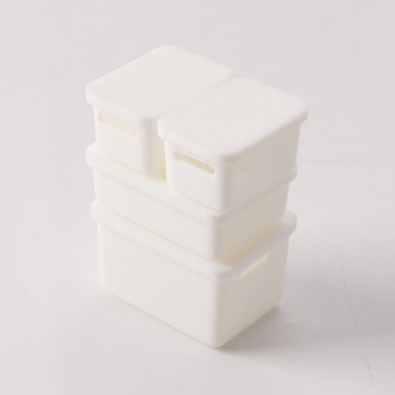 4Pcs Mini Storage Case With Cover 1/12 Dollhouse Miniature Food Storage Box Model Doll House Accessories Toy