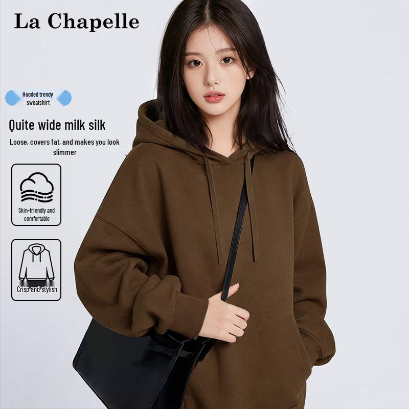 La Chapelle Women's Solid Color Loose Fit Hoodie