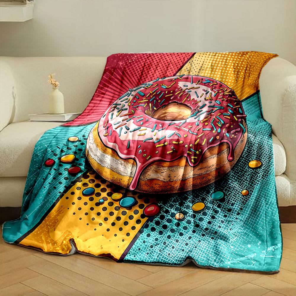 Pop Art Donut Delight Print Blanket Soft and Cozy Perfect for the Living Room Bed Sofa or a Nap,gift