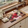 1Pcs Rubber Drying Mat With Garden Decorative Dish Drying For Coffee Shop Restaurant Kitchen Carpet Tableware Durable Diatom Mud