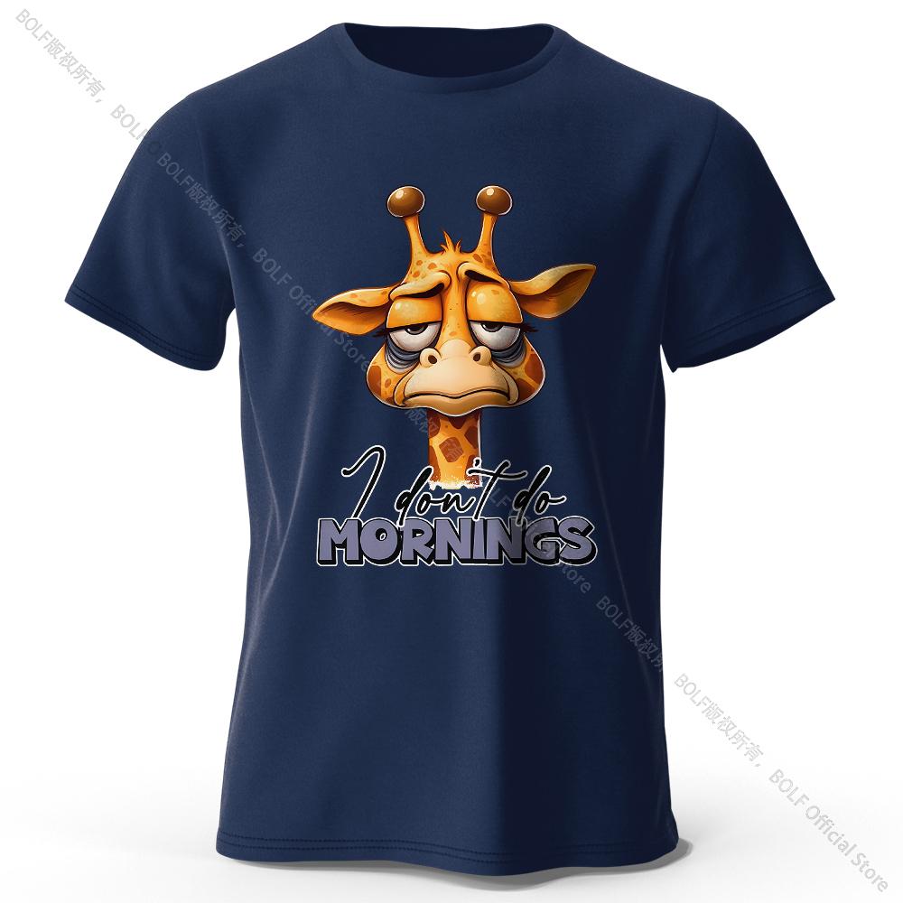 Summer Round Neck 3D Cartoon Giraffe Printed Top Fashionable Casual Short Sleeved Children's Boy T-shirts