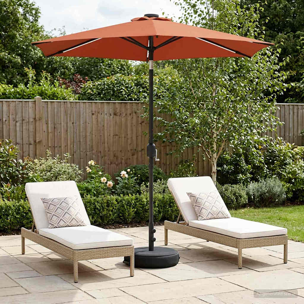 Garden Umbrella with LED Lights and Base 230 X 230 Cm