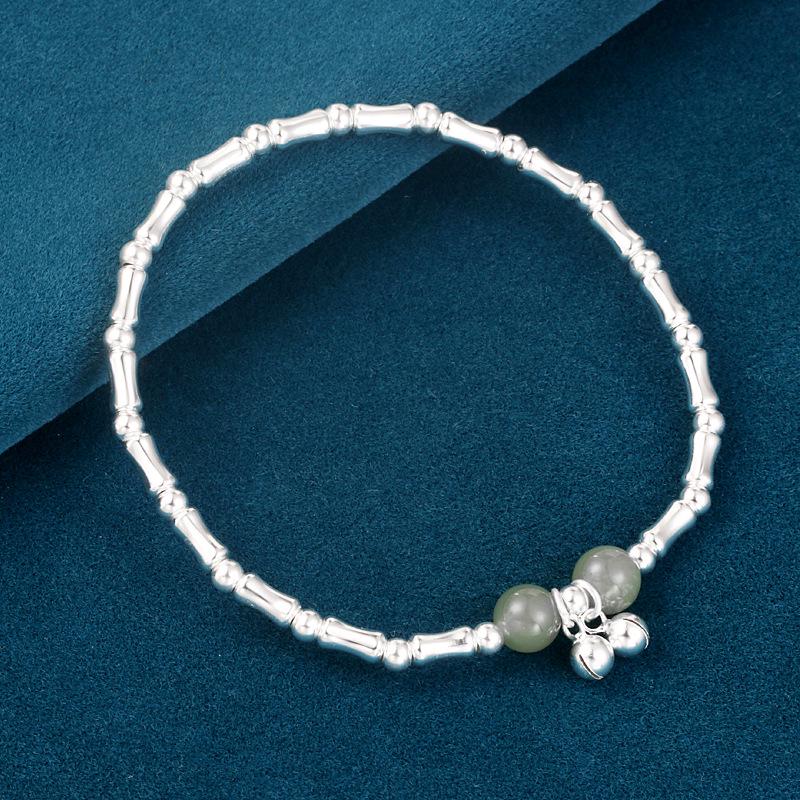 Серебряный браслет-колокольчик S925 для женщин, бамбуковый, роскошный, в древнем стиле, универсальный и элегантный - Идеальный подарок для лучших подруг Silver 925