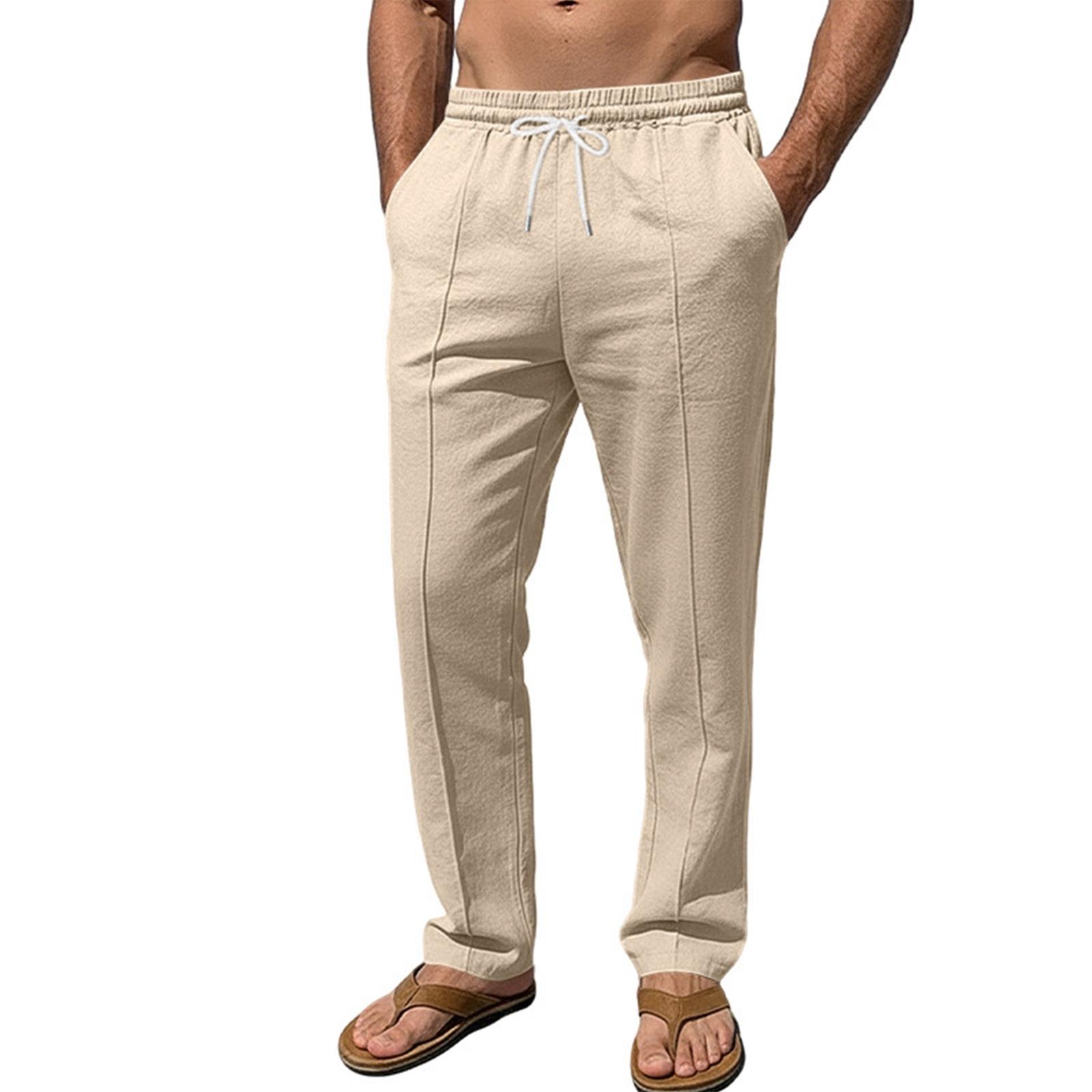 

Men s Cotton Breathable Wide-leg Pants Loose Sporty Straight-leg Trousers XXL