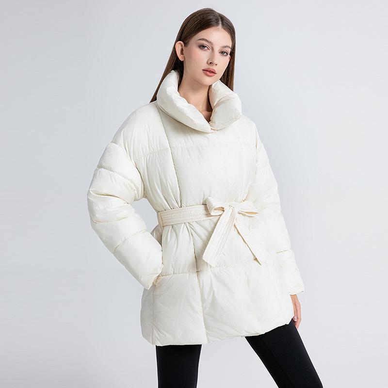 Women's Mid-Length Down Cotton Jacket - 2025 Winter European & American Style, Padded Outerwear