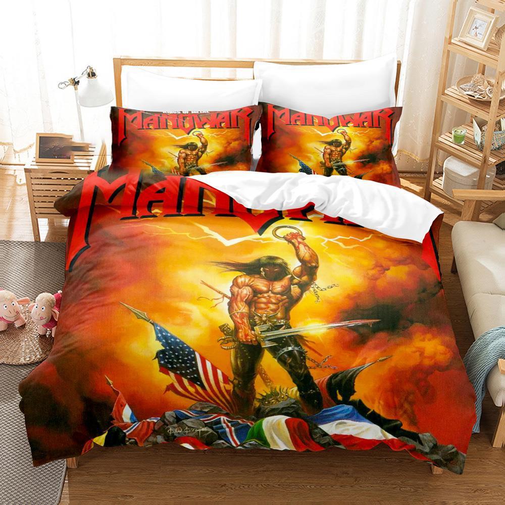 3D Printed Manowar Bedding Set Boys Girls Twin Queen Size Duvet Cover Pillowcase Bed Kids Adult Fashion Home Textileextile