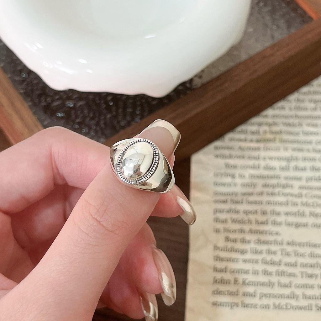 Geometric Oval Glossy Ring Female Vintage Fashion Hip Hop Open Ring Stacked Index Finger Ring