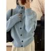 Women's High Neck Wool Cardigan: Cozy, Thickened Knitwear for Autumn & Winter - Loose, Fashionable Button-Up Sweater
