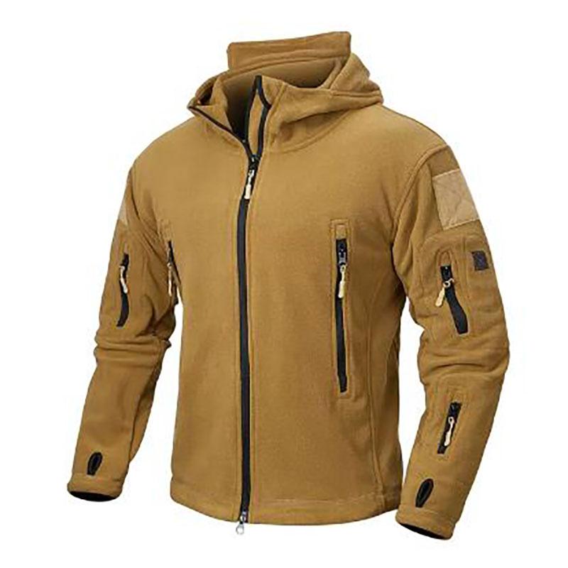 Зимняя флисовая куртка мужская теплая полярная куртка с капюшоном для активного отдыха на открытом воздухе с карманами на молнии спортивная походная куртка XS хаки 2980₽