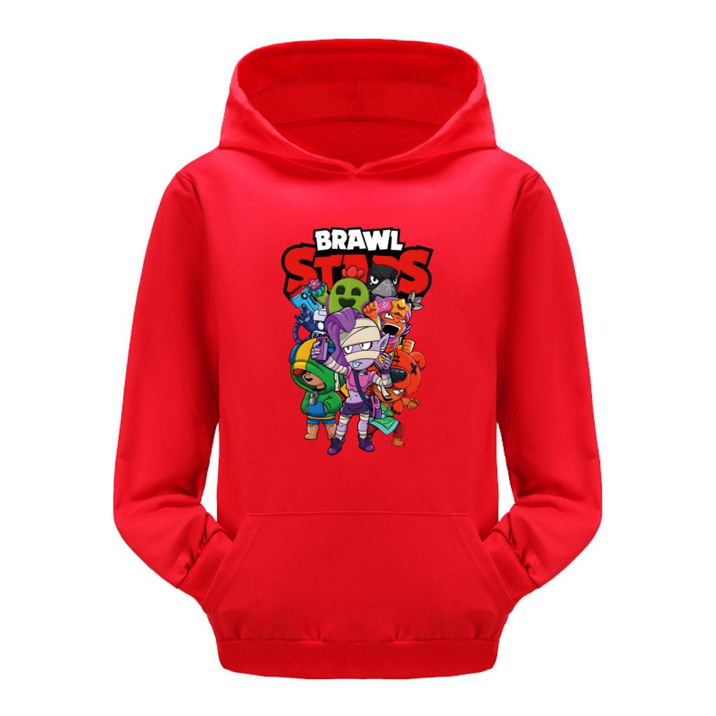 Unique Costume 4094 Kinderen Jongens Meisjes Brawl Stars Bedrukt Casual Zak Lange Mouwen Hoodies 160cm rood