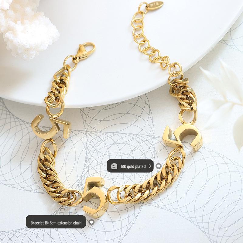 European-American Hip Hop Cuban Link Bracelet - 18K Gold-Plated Titanium Steel, Trendy Statement Jewelry