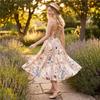 Women's Colorful Floral Print V-Neck Spaghetti Strap Dress