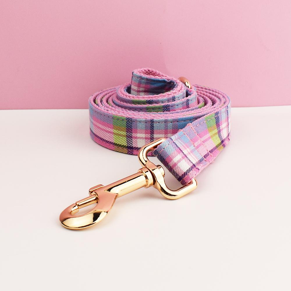 Plaid Dog Collar And Leash Set For Dogs Custom Engraved Nameplate Pet Supplies Dog Leash Grid 14