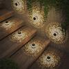 2Pcs Solar Fence Lights Metal Solar Powered Outdoor Wall Deck Step Lights Mandala Theme Waterproof Fence Light for Garden Decor