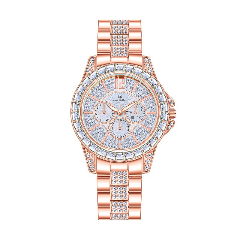 BEE SISTER BS Women Watches Quartz Diamond Luxury Watch Fashion Top Brand Wristwatch Fashion Watch Ladies Crystal Jewelry Rose Gold Watch 2022