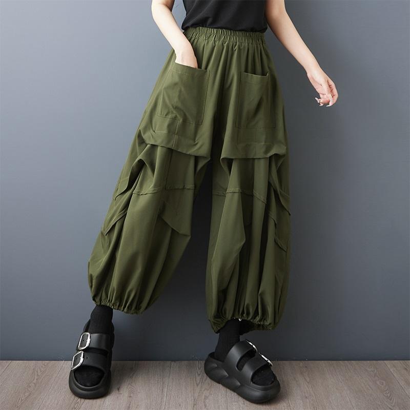 Plus Size Vintage High Waist Casual Loose Long Summer Wide Leg Pants Women Trousers