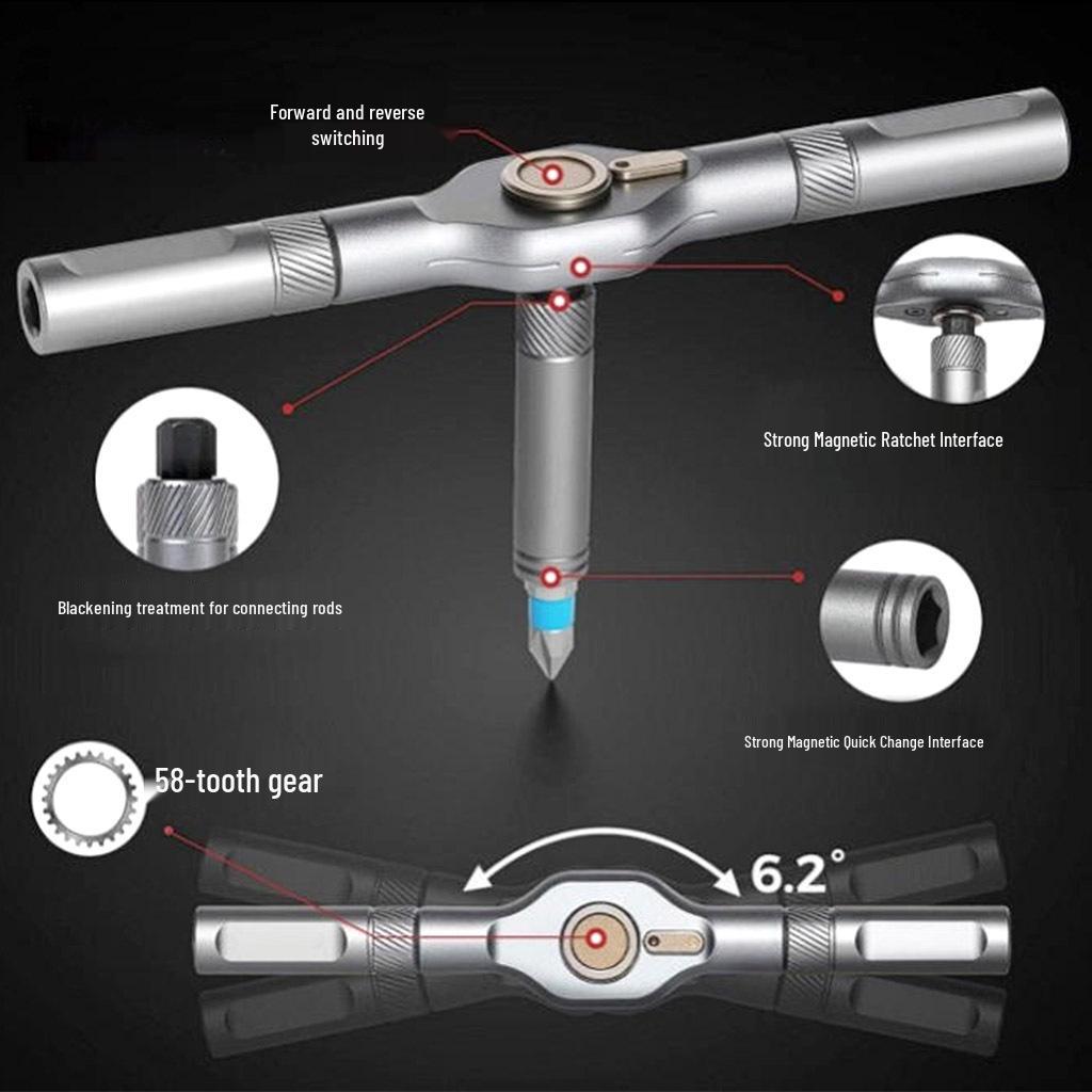 24-in-1 T-Handle Ratchet Screwdriver & S2 Bit Set Repair Tool