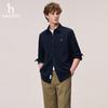 HAZZYS Men's 2026 Autumn Brushed Cotton Stretch Solid Long-Sleeve Shirt