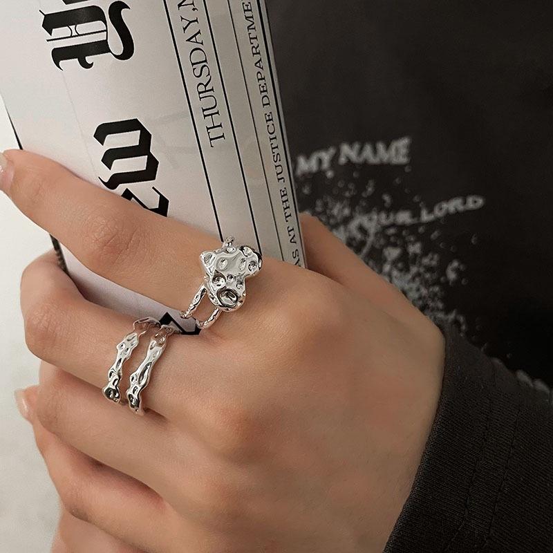 Elegant Heart Womens Pattern Ring Unique Korean Style Adjustable Open Design For Lovers Fashion