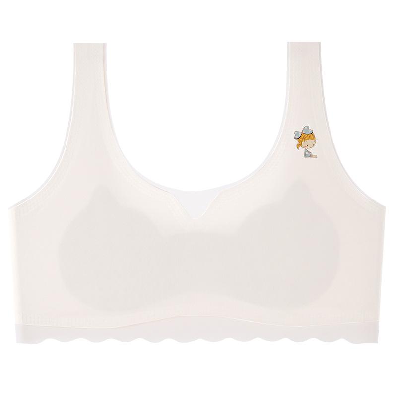 Source summer anti-bumping nylon puberty girls bra seamless vest breathable student underwear M ( 22.5-35kg )