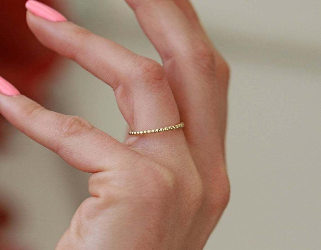 Simple Round Bead Ring For Women, Stacked With Transfer Beads, Niche High-End Sense Element Ring, Low-Key Index Finger Ring